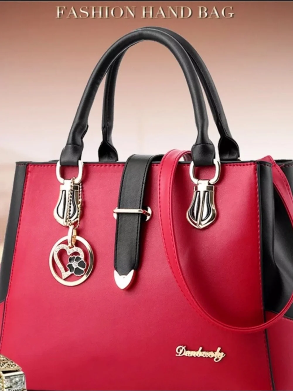 Elegant Red and Black Bag Satchel Purse NEW